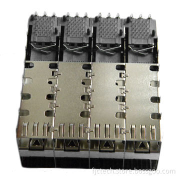 SFP 2 x 4 Cage, Press Fit Type, with Inner and Outer Light Pipes